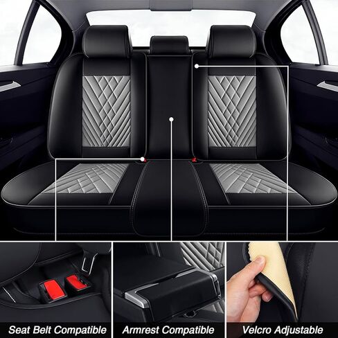 Car Seat Covers for Hyundai Kona 2018-2025, Premium Nappa Leather Waterproof & Anti-Slip, Full Coverage Customized fit Hyundai Kona Seat Covers Full Set (5 Seats Standard,Black-Gray) in Saudi Arabia