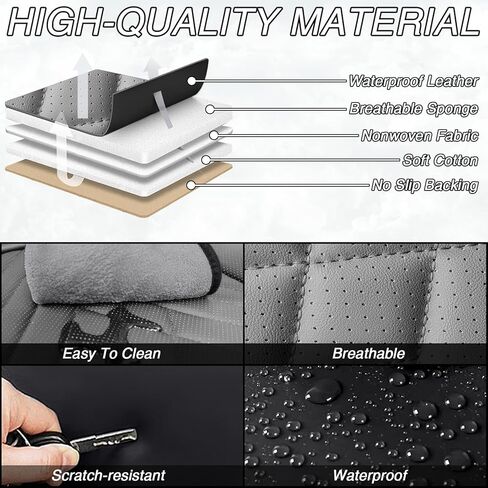 Car Seat Covers for Hyundai Kona 2018-2025, Premium Nappa Leather Waterproof & Anti-Slip, Full Coverage Customized fit Hyundai Kona Seat Covers Full Set (5 Seats Standard,Black-Gray) in Saudi Arabia