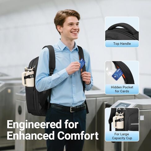 Matein Travel Laptop Backpack مع مقصورة الأحذية قابلة للفصل ، حقيبة ظهر كلية مكافحة السرقة 15.6 بوصة مع حامل الكأس ، حقيبة كمبيوتر مقاومة للماء مع ميناء USB وجيب معزول للرجال نساء in Kuwait