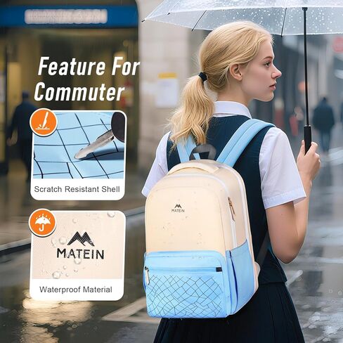 MATEIN Lightweight School Backpack, 15.6 Inch Cute Laptop Backpack with Water Bottle Pocket, Waterproof College Computer Bag Preppy Aesthetic Bookbag Daypack for Teen Girls Middle High School Students in Kuwait