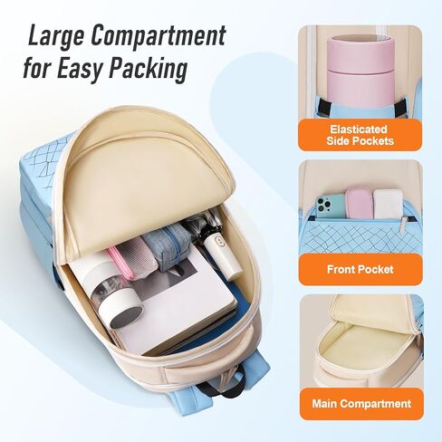 MATEIN Lightweight School Backpack, 15.6 Inch Cute Laptop Backpack with Water Bottle Pocket, Waterproof College Computer Bag Preppy Aesthetic Bookbag Daypack for Teen Girls Middle High School Students in Kuwait