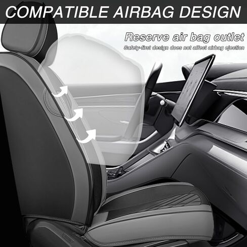 Car Seat Covers for Hyundai Kona 2018-2025, Premium Nappa Leather Waterproof & Anti-Slip, Full Coverage Customized fit Hyundai Kona Seat Covers Full Set (5 Seats Standard,Black-Gray) in Saudi Arabia