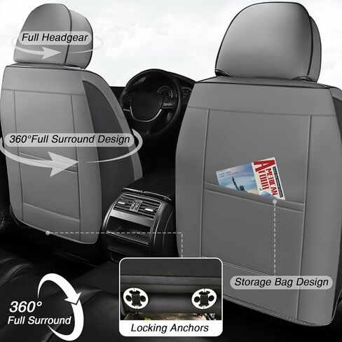 Car Seat Covers for Hyundai Kona 2018-2025, Premium Nappa Leather Waterproof & Anti-Slip, Full Coverage Customized fit Hyundai Kona Seat Covers Full Set (5 Seats Standard,Black-Gray) in Saudi Arabia