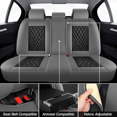 Car Seat Covers for Hyundai Kona 2018-2025, Premium Nappa Leather Waterproof & Anti-Slip, Full Coverage Customized fit Hyundai Kona Seat Covers Full Set (5 Seats Standard,Black-Gray) in Saudi Arabia