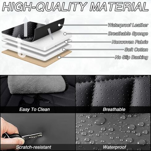 Car Seat Covers for Hyundai Kona 2018-2025, Premium Nappa Leather Waterproof & Anti-Slip, Full Coverage Customized fit Hyundai Kona Seat Covers Full Set (5 Seats Standard,Black-Gray) in Saudi Arabia