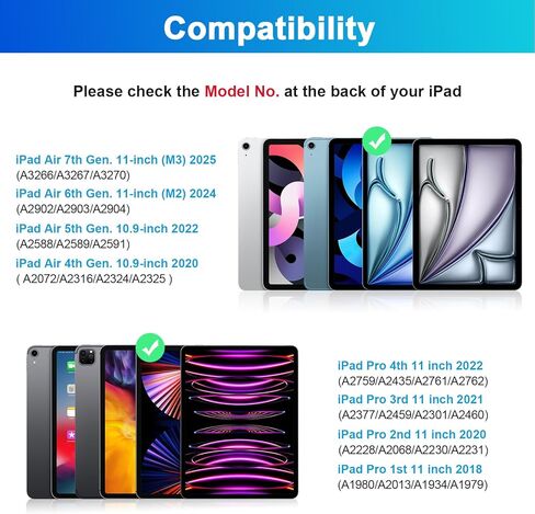 SOPPY Keyboard Case with Mouse for iPad Air 11-inch (M3 2025 / M2 2024) & Air 5th/4th Gen & iPad Pro 11 inch (1st/2nd/3rd/4th Gen), Detachable Bluetooth Keyboard Cover, Rechargeable, Dark Green in Kuwait