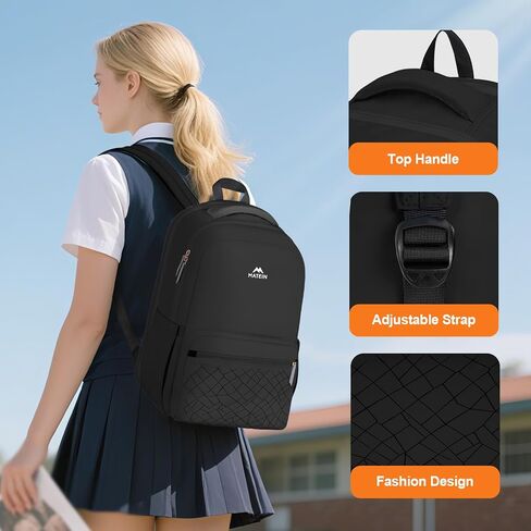 MATEIN Lightweight School Backpack, 15.6 Inch Cute Laptop Backpack with Water Bottle Pocket, Waterproof College Computer Bag Preppy Aesthetic Bookbag Daypack for Teen Girls Middle High School Students in Kuwait