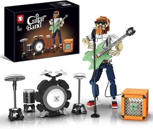 مجموعة المباني التفاعلية للموسيقى الجيتار لمحبي الموسيقى ، لعبة غيتار DIY متوافقة مع LEGO ， reverb Amplifier و Authentic Accessories ، طريقة مثالية لتقديم الهدايا. in Kuwait
