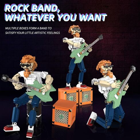 مجموعة المباني التفاعلية للموسيقى الجيتار لمحبي الموسيقى ، لعبة غيتار DIY متوافقة مع LEGO ， reverb Amplifier و Authentic Accessories ، طريقة مثالية لتقديم الهدايا. in Kuwait