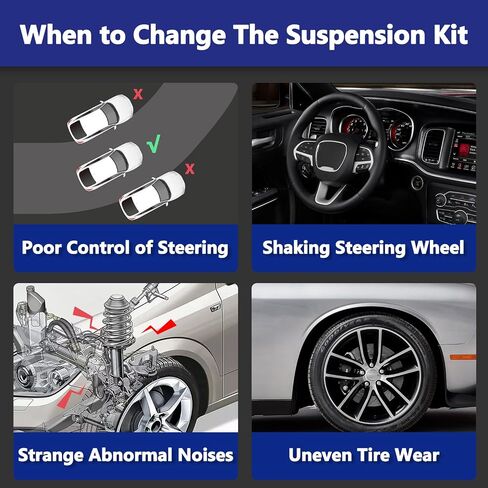 Suspension Kit, Replacement For Control Arm With Ball Joint Sway Bar Tie Rod Boots Compatible With 2015-2019 Chrysler 300, 2015-2019 Dodge Charger, 2015-2019 Dodge Challenger in Saudi Arabia