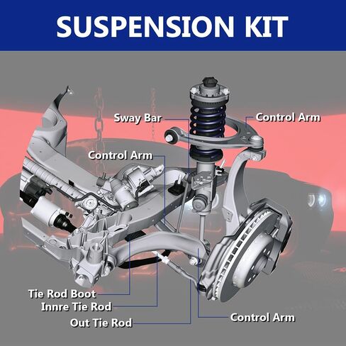Suspension Kit, Replacement For Control Arm With Ball Joint Sway Bar Tie Rod Boots Compatible With 2015-2019 Chrysler 300, 2015-2019 Dodge Charger, 2015-2019 Dodge Challenger in Saudi Arabia