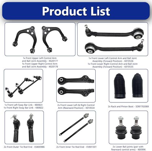 Suspension Kit, Replacement For Control Arm With Ball Joint Sway Bar Tie Rod Boots Compatible With 2015-2019 Chrysler 300, 2015-2019 Dodge Charger, 2015-2019 Dodge Challenger in Saudi Arabia