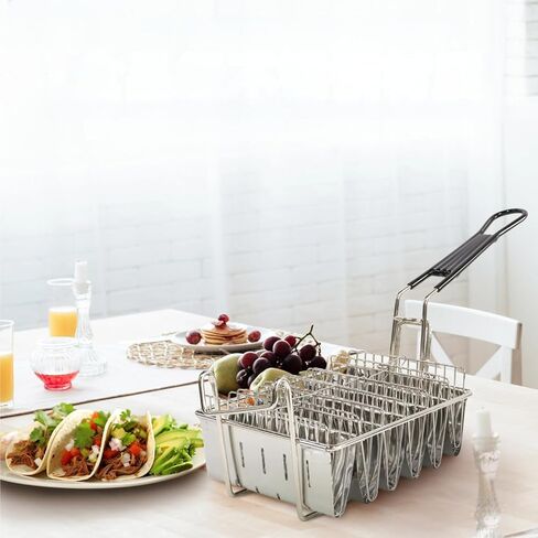 Taco Fryer Basket, Deep Fryer Taco Holder Basket V-Shaped Taco Shell Mold Taco Shell Fryer for Burritos and Tortillas, Holds 8 Shells in Kuwait