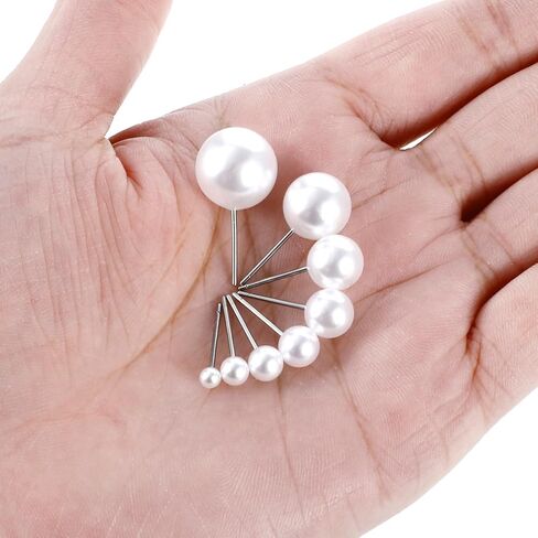 8 Pairs Pearl Earrings Set for Women Faux Pearl Earrings Flat Back Pearls Earring Jewelry Gift for Bridal Wedding Multiple Piercing （3mm 4mm 5mm 6mm 7mm 8mm 10mm 12mm） in Saudi Arabia