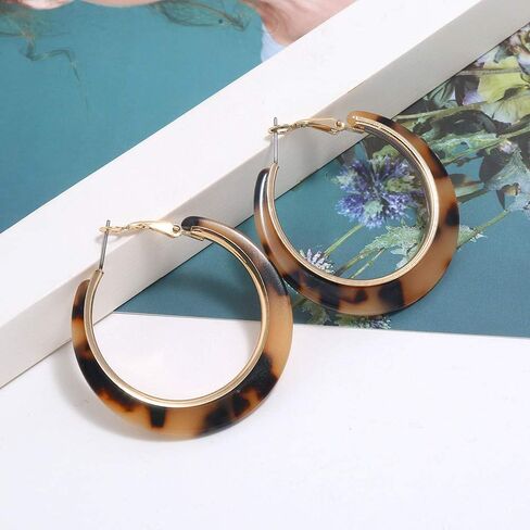 Maloyanve Acrylic Hoops أقراط للنساء البوهيميا البوهيميا متعددة السلحفات الراتنجات تصريح هدايا حزب الحفلات الحزب in Saudi Arabia