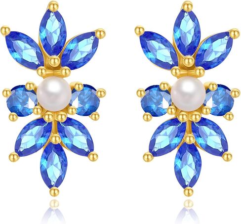 Delicate Cubic Zirconia Stud Earrings Cluster Leaf CZ Pearl Earrings Bridal Stud Earrings for Women Wedding Party in Saudi Arabia