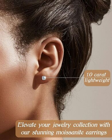 1ct moissanite arics ، 6.5mm m color vvs1 moissanites ، 925 sterling silver 4 أقراط للنساء أو الرجال هدايا مجوهرات عيد ميلاد الرجال in Saudi Arabia