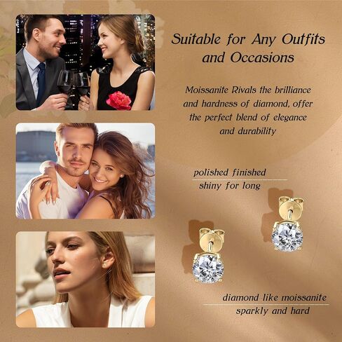 1ct moissanite arics ، 6.5mm m color vvs1 moissanites ، 925 sterling silver 4 أقراط للنساء أو الرجال هدايا مجوهرات عيد ميلاد الرجال in Saudi Arabia