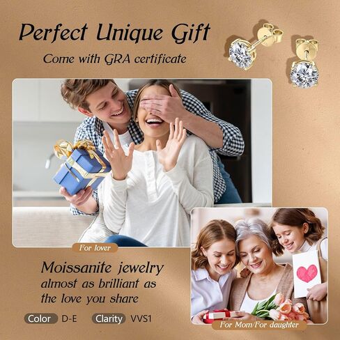 1ct moissanite arics ، 6.5mm m color vvs1 moissanites ، 925 sterling silver 4 أقراط للنساء أو الرجال هدايا مجوهرات عيد ميلاد الرجال in Saudi Arabia