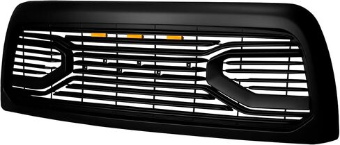 الشبكة الأمامية متوافقة مع RAM2500/3500/4500 2010 2011 2012 2013 2014 2015 2017 2017 2018 ، شبكة استبدال الشبكة مع 3 مصابيح LED Amber ، Black Matte Black in Saudi Arabia
