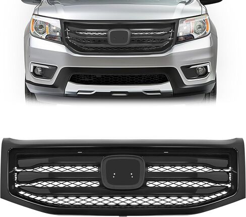 Front Grille Grill Compatible with 2012-2015 Honda Pilot Bumper Upper Grill Painted Gloss Black in Kuwait