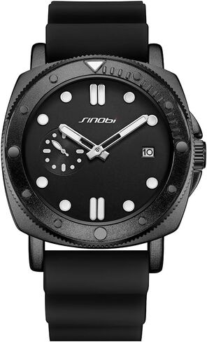 Watches for Men with Calendar, Rotating Bezel and Small Seconds Dial Silicone Strap Water-Resistant Mens Watch in Saudi Arabia
