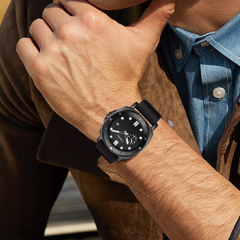 Watches for Men with Calendar, Rotating Bezel and Small Seconds Dial Silicone Strap Water-Resistant Mens Watch in Saudi Arabia