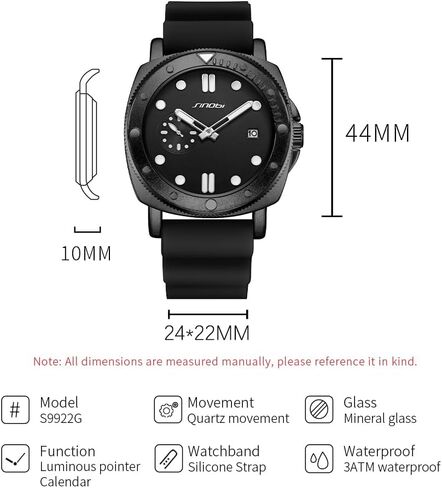 Watches for Men with Calendar, Rotating Bezel and Small Seconds Dial Silicone Strap Water-Resistant Mens Watch in Saudi Arabia