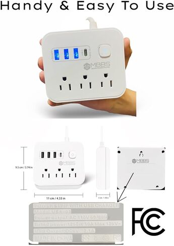Power Strip with USB 7-in-1, 3 AC Outlets, 3 USB Ports, 1 USB-C, 5 ft Extension Cord, Surge Protector in Saudi Arabia