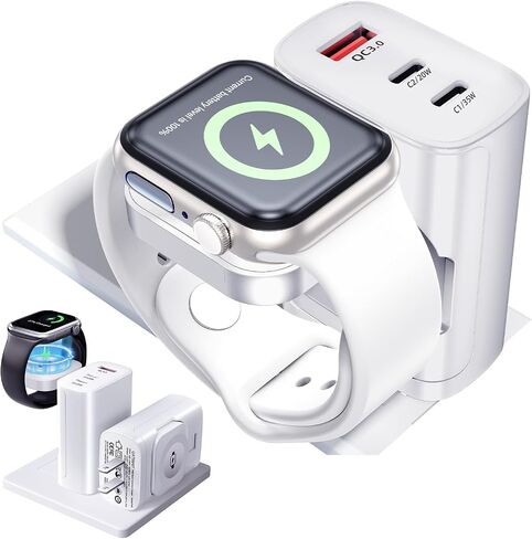 4 in 1 for Apple Watch Charger,Wireless Magnetic Portable iWatch Charger,Travel Essentials 40W USB C Fast Charging Block for iWatch Ultra/SE/10/9/8/7/6/5/4/3, iPhone 16/15/14/13 Multiple Devices,Black in Saudi Arabia