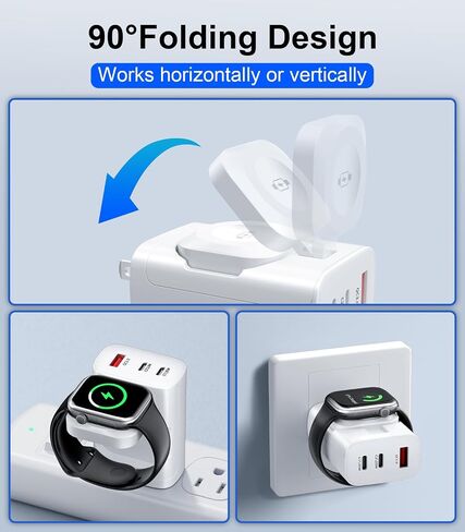 4 in 1 for Apple Watch Charger,Wireless Magnetic Portable iWatch Charger,Travel Essentials 40W USB C Fast Charging Block for iWatch Ultra/SE/10/9/8/7/6/5/4/3, iPhone 16/15/14/13 Multiple Devices,Black in Saudi Arabia