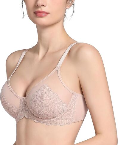 Lemorosy Women's Full Coverage Underwire Lace Unlined Minimizer Bra for Heavy Breast in Kuwait