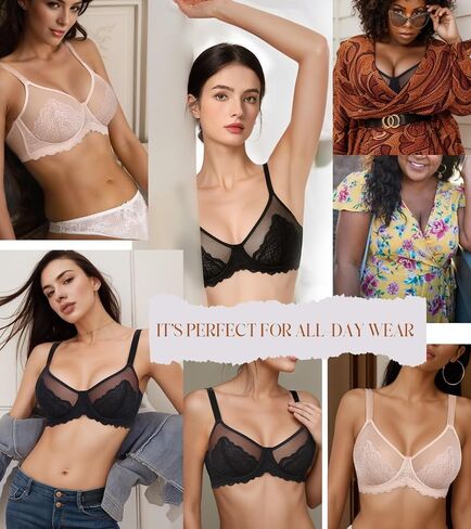 Lemorosy Women's Full Coverage Underwire Lace Unlined Minimizer Bra for Heavy Breast in Kuwait