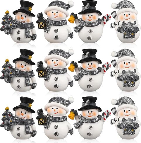Honoson 12 Pcs Winter Cute Bird Figurines Winter Miniature Glittered Figurines Resin Micro Landscapes Winter Mini Bird Decoration for Christmas Birthday Home Decorations Gift in Saudi Arabia