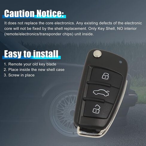 UXCELL NEW 3 أزرار استبدال مفتاح FOB مفتاح FOB REMOTE FOB لـ Audi A3 A4 A6 Q7 TT in Saudi Arabia