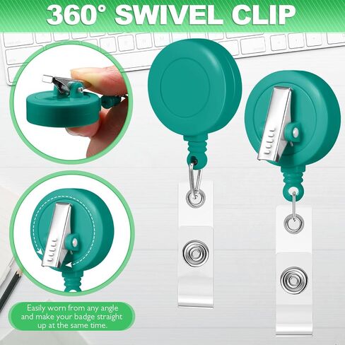 Zhanmai 48 PCS بكرة شارة قابلة للسحب 25 بوصة مقطع شارة معرف مع 360 درجة مقاطع التمساح دوارة ألوان مختلطة مقطع شارة معرف للطلاب المعلقة (شفاف) in Saudi Arabia