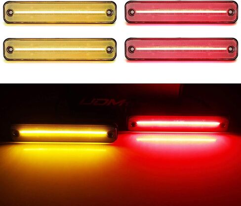 iJDMTOY Smoked Lens Amber/Red Full LED Side Marker Light Kit Compatible With 2003-2009 Hummer H2, Powered by Total 180-SMD LED, Replace OEM Sidemarker Lamps in Saudi Arabia