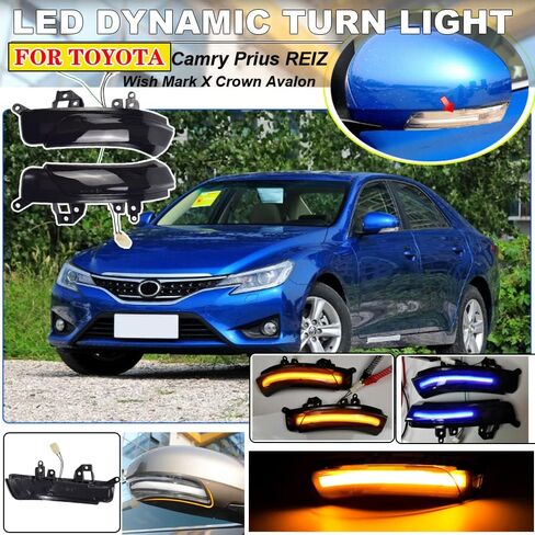 Hacreyatu For-PRIUS,REIZ,WISH,MARK X,CROWN,AVALON 2009 2010 2011 2012 2013 Mirror LED Turn Signal Repeater Lamp 81740-30130 (Yellow) in Saudi Arabia