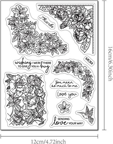 Arbuya DIY Poppies Flowers Decorative Clear Stamps for Card Making or Journaling, Poppy Floral Silicone Stamps for Scrapbooking Photo Album Paper Crafting Decoration in Kuwait