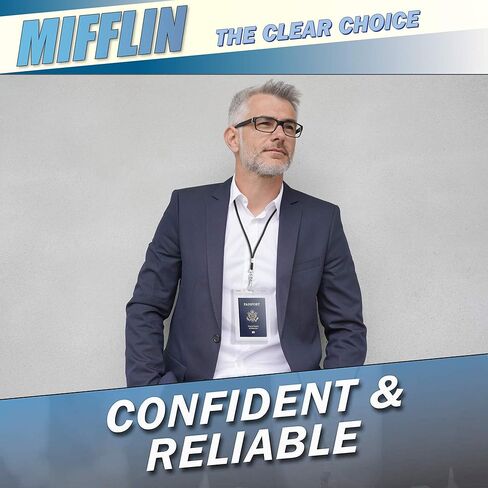 Mifflin-USA 4x6 Inch Plastic Card Holder and Lanyard Set (Black Lanyards, Clear XXL Pouch, 5 Pack), Lanyard and ID Passport Holder Set, Extra Large Name Badge Card Holder with Lanyards in Kuwait