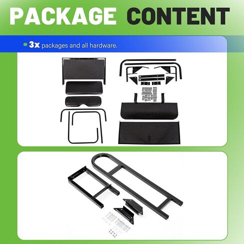Rear Flip Seat Back Seat Compatible with 2004-Up Club Car Precedent/Tempo/Onward Gas or Electric Models ，Folding Back Seat w/Handle Bar Roof Support in Saudi Arabia