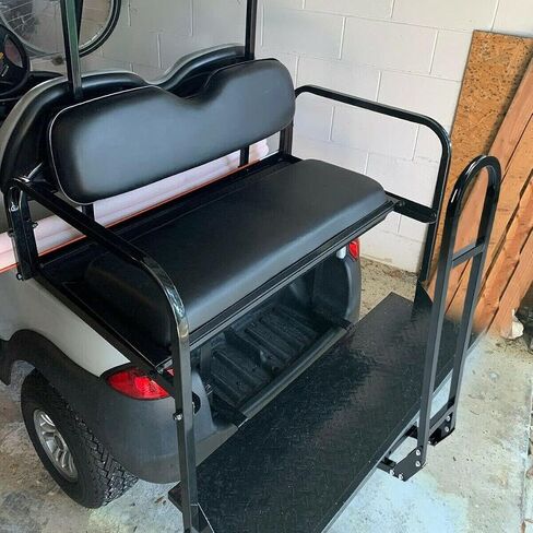 Rear Flip Seat Back Seat Compatible with 2004-Up Club Car Precedent/Tempo/Onward Gas or Electric Models ，Folding Back Seat w/Handle Bar Roof Support in Saudi Arabia