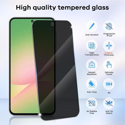 3+3 Pack for Samsung Galaxy A16 5G Screen Protector Privacy & Phone Camera Lens Protector 9H Tempered Glass Cell Phone Protector, Anti-Fingerprint Camera Case in Saudi Arabia