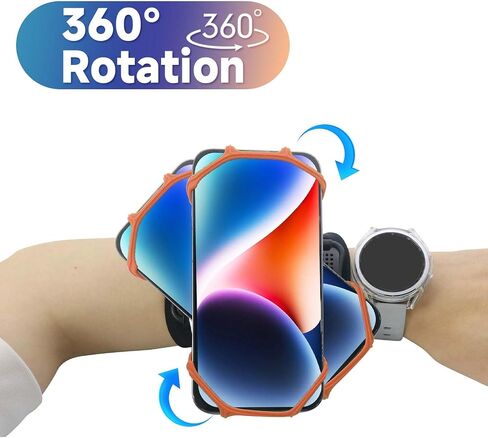 Wristband Phone Holder for Running, 360°Rotation & Detachable Sports Armband with Key Holder for iPhone 16/15/14/13/12/Pro/Pro Max/XS/XR/X/8/7/6/Plus, Fits 4.5-7 Inch Smartphones (Blue) in Saudi Arabia