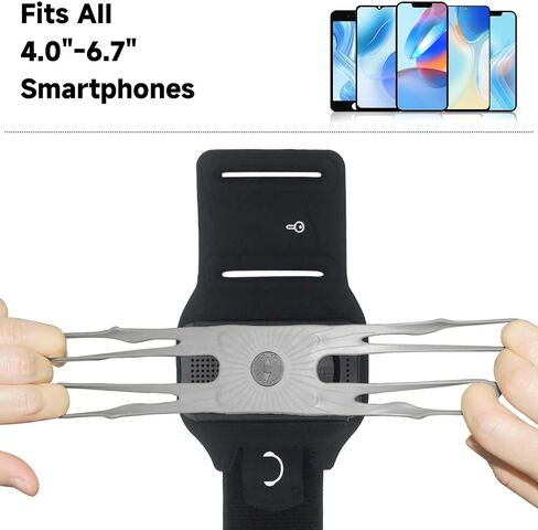 Wristband Phone Holder for Running, 360°Rotation & Detachable Sports Armband with Key Holder for iPhone 16/15/14/13/12/Pro/Pro Max/XS/XR/X/8/7/6/Plus, Fits 4.5-7 Inch Smartphones (Blue) in Saudi Arabia