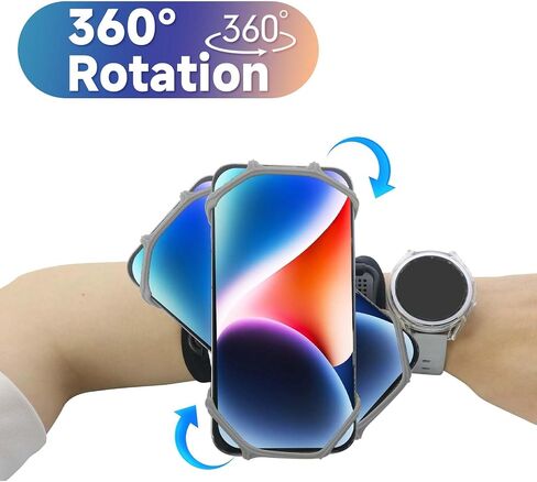 Wristband Phone Holder for Running, 360°Rotation & Detachable Sports Armband with Key Holder for iPhone 16/15/14/13/12/Pro/Pro Max/XS/XR/X/8/7/6/Plus, Fits 4.5-7 Inch Smartphones (Blue) in Saudi Arabia