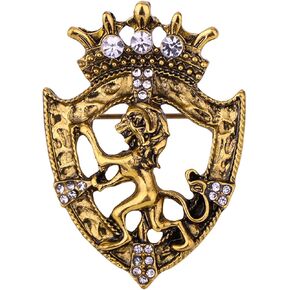 HETICA Vintage Animal Dragon Skull Wolf Crown Lion Brooch - Gold Silver Rhinestone Brooch for Men Women Suit Tie Dress Lapel Pin Fashion Jewelry in Kuwait