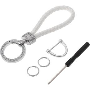 1 Set Universal Car Keychain - Car Home Women Men Key Chain with Ring Durable - Microfiber Leather Zinc Alloy White Silver Tone in Kuwait