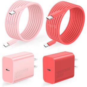 Compatible with iPhone 16 15 Charger Fast Charging,2 Pack 20W Type C Charger Fast Charging Block with 10FT USB C to USB C Cord Compatible with iPhone 16/16 Pro/Plus/15/15 Pro/Pro Max,Pad,Android in Kuwait