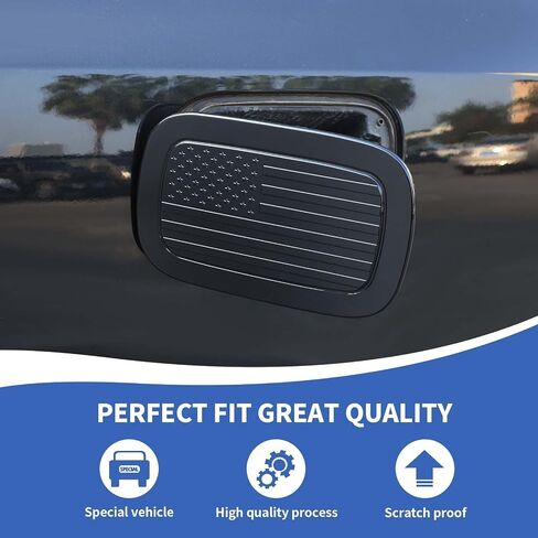 Gas Tank Cap Cover Fuel Filler Door Cover American Flag Compatible with Dodge Durango 2011-2024, Black in Saudi Arabia